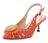 NIeman Marcus - Orange Suede Slingback